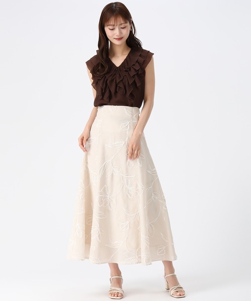 刺繍スカート　Mサイズ MISCH MASCH（ミッシュマッシュ） ロング スカート 2026春夏新作 麻調