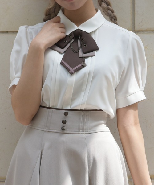 axes femme（アクシーズ ファム） ブラウス シャツ 半袖 チェーンタイ