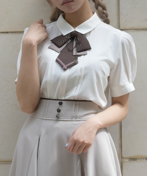 axes femme（アクシーズ ファム） ブラウス シャツ 半袖 チェーンタイ