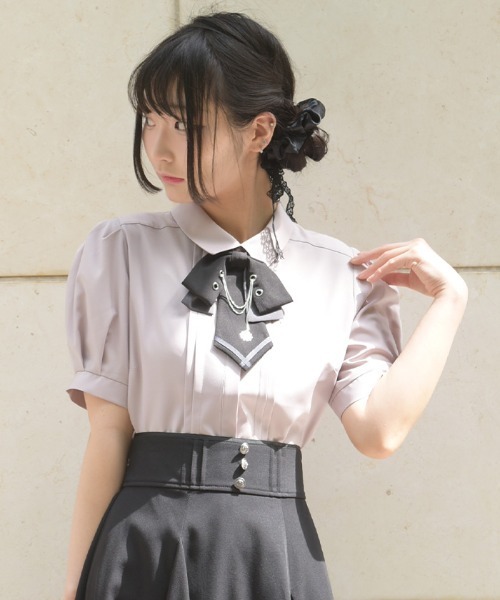 axes femme（アクシーズ ファム） ブラウス シャツ 半袖 チェーンタイ