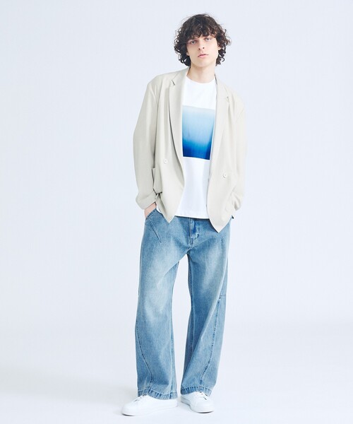 「ABAHOUSE」 半袖Tシャツ 46 ホワイト メンズ_画像9