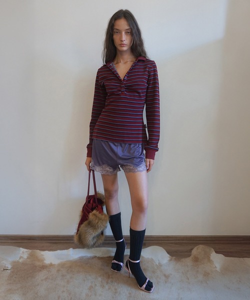 「SCULPTOR」 長袖ポロシャツ SMALL ラベンダー レディース_画像8