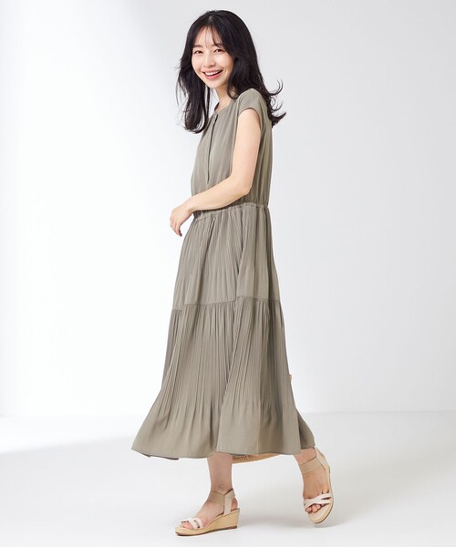 「ANY SIS」 半袖ワンピース 2 グレー レディース_画像4