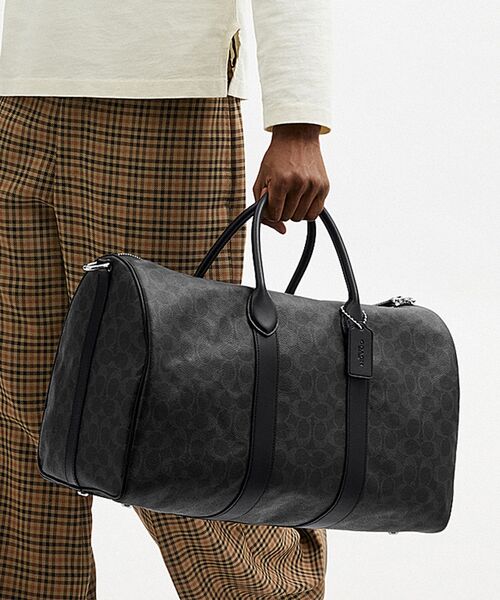 COACH コーチ　ブラック ボストンバッグ ナイロン レザー　美品 COACH（コーチ） ボストンバッグ コンパス バッグ 45・シグネチャー