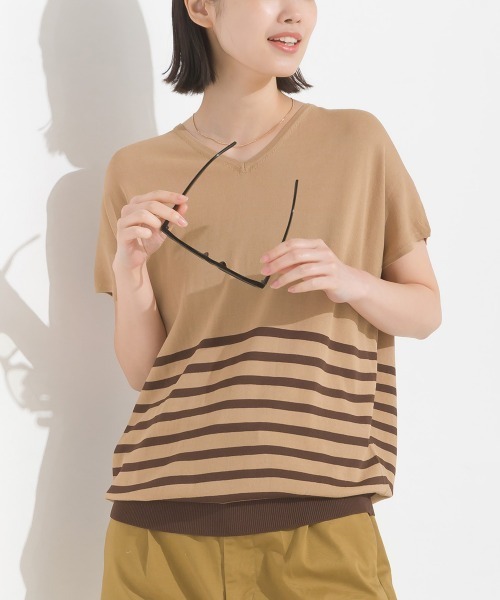 tシャツ レーヨンナイロン Vネックドルマンニット レディース | OMNES（ファッション）