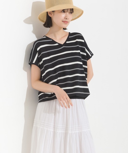 tシャツ レーヨンナイロン Vネックドルマンニット レディース | OMNES（ファッション） | 02