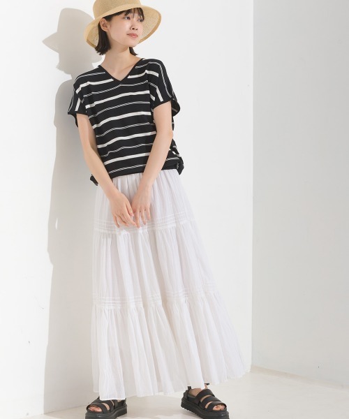 tシャツ レーヨンナイロン Vネックドルマンニット レディース | OMNES（ファッション） | 05