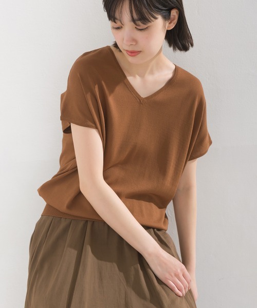 tシャツ レーヨンナイロン Vネックドルマンニット レディース | OMNES（ファッション） | 07