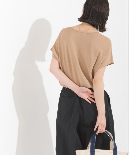 tシャツ レーヨンナイロン Vネックドルマンニット レディース | OMNES（ファッション） | 14