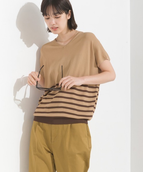 tシャツ レーヨンナイロン Vネックドルマンニット レディース | OMNES（ファッション） | 17