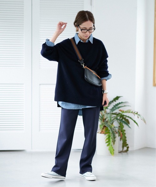 フレームワーク 23AW ラグランスリーブワイドプルオーバー ニット濃紺 セール】≪追加≫ラグランスリーブ ワイドプルオーバー（ニット