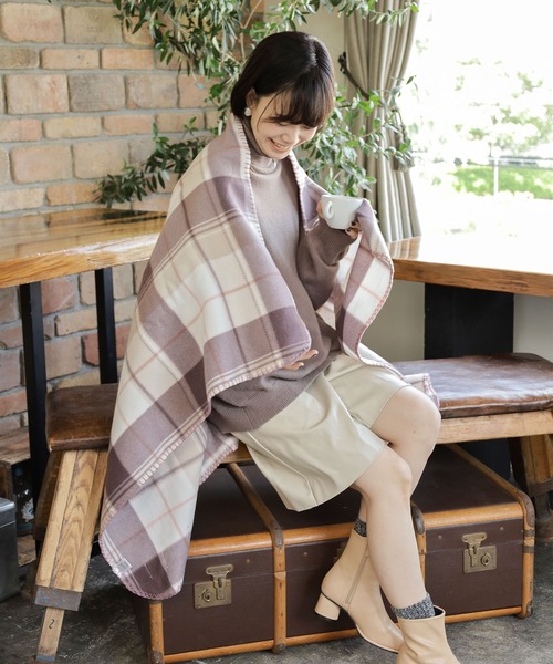 SESTO（セスト） ブランケット gu22aw/チェックかがりフリース