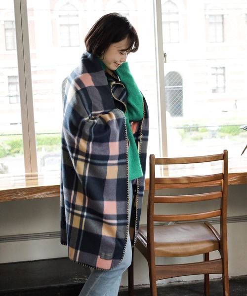 SESTO（セスト） ブランケット gu22aw/チェックかがりフリース