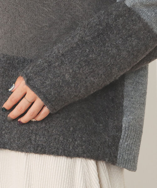 超美品　24AW BEAMS＋　PALACE 別注　パッチワーク　ニット BEAMS PLUS（ビームス プラス）Crew Hand Knit Patchwork（トップス