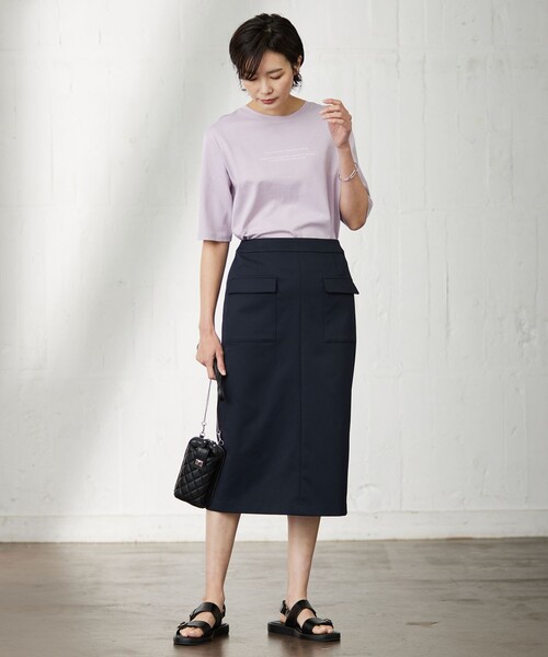 スカート 【洗える・イージーケア】 アクティブピケストレッチ ナロー スカート スカート 洗える イージーケア アクティブピケストレッチ ナロー