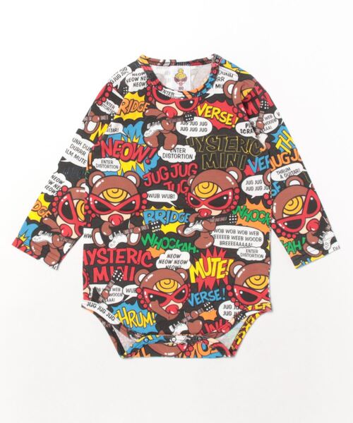 ヒステリックミニ　柄ロンパース HYSTERIC MINI ベビー服 ロンパース MY FIRST TEDDY ROCKS総柄