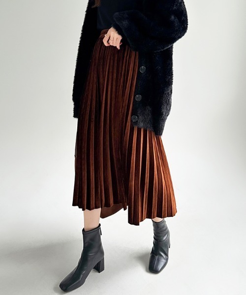 ロングプリーツスカート　ベルベット　光沢感　M ロングプリーツスカート ベルベット 光沢感 M hb08_014_m01.jpg