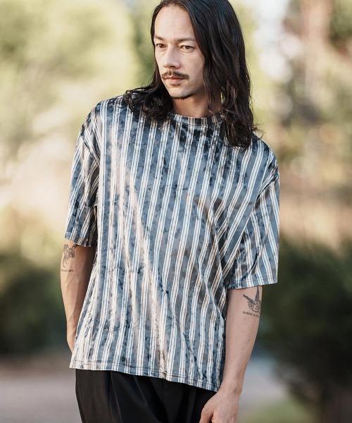 MEER. ブラウン系ストライプ 半袖Tシャツ MEER. ブラウン系ストライプ 半袖Tシャツ MEER. ブラウン系ストライプ