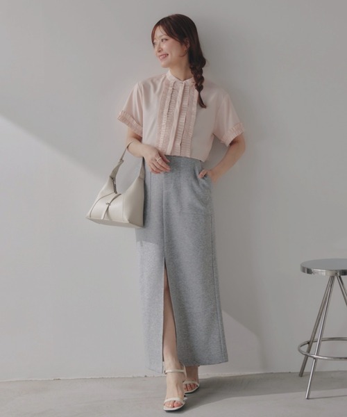 ECREL ブラウス シャツ クロップドギャザーフリルブラウス