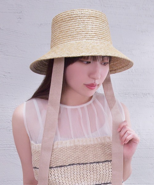polcadot 帽子 ハット ストロー バケットハット レディース
