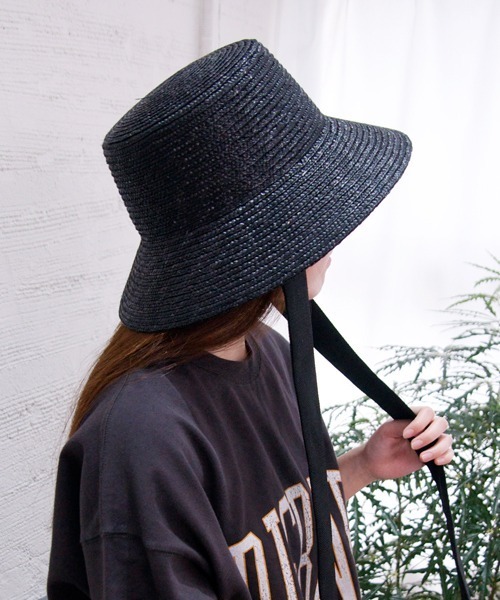 polcadot 帽子 ハット ストロー バケットハット レディース