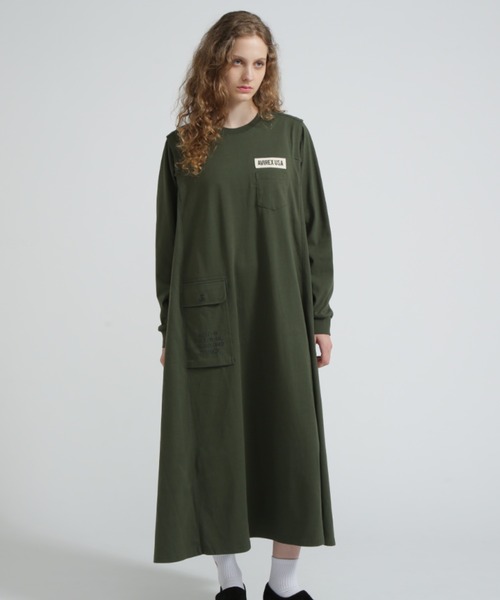 AVIREX（アヴィレックス） ワンピース DIFFERENT FABRICS FATIGUE