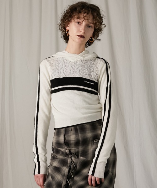 ニット セーター モヘアトラックニットフーディ / Mohair Track Knit Hoodie レディース
