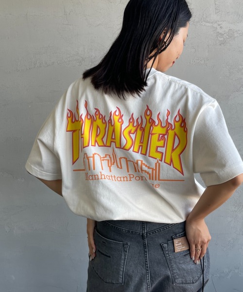 tシャツ 「MANHATTAN PORTAGE/マンハッタンポーテージ」 スラッシャーコラボロゴ バックプリントショートスリーブTシャツ レディース