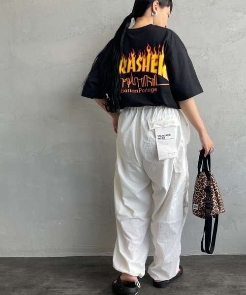 tシャツ 「MANHATTAN PORTAGE/マンハッタンポーテージ」 スラッシャーコラボロゴ バックプリントショートスリーブTシャツ レディース Manhattan Portage tシャツ 「MANHATTAN PORTAGE/マンハッタン