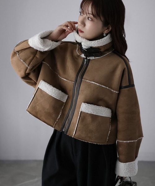 LAGUAGEM ショートムートンコート Riberry（リベリー） ムートンコート ボアコート ショート丈ムートン