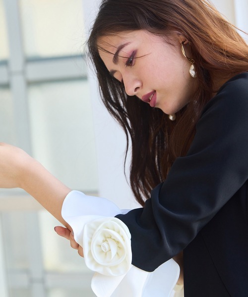 ★Audie a Musesフロントレースプリーツワンピース 38 上品 華やか SALE】ケミカルレース×ランダムプリーツロングドレスワンピース