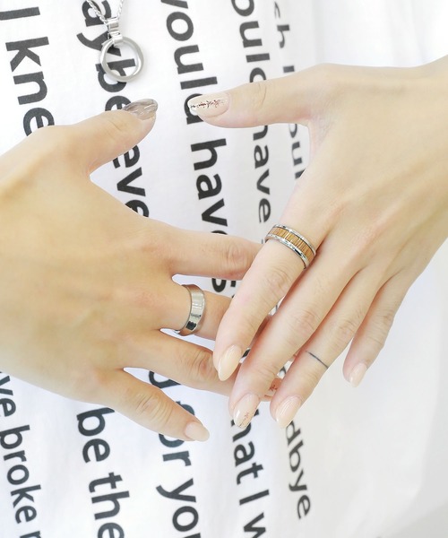 minsobi 指輪 リング ユニセックス 斜めカットリング メンズ