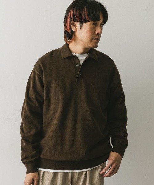 URBAN RESEARCH DOORS ニットポロシャツ チャコールグレー URBAN RESEARCH DOORS ポロシャツ 「UR TECH 200日ニット
