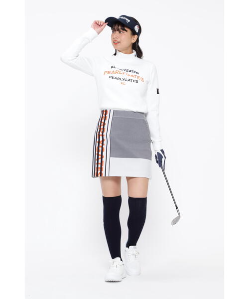 パーリーゲイツ ポリエステルヤーン バイヤスジャガード ニット