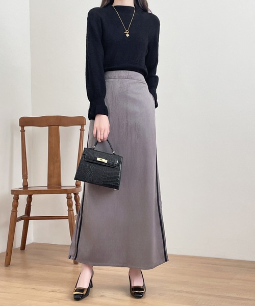 emi+ スカート コーデュロイ配色ラインロングスカート : ZOZOTOWN