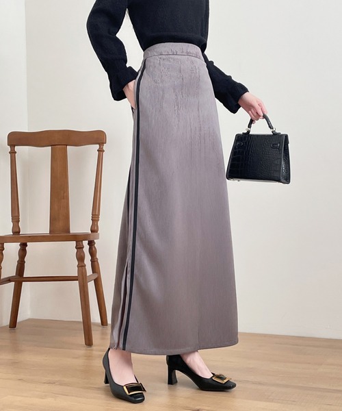 emi+ スカート コーデュロイ配色ラインロングスカート : ZOZOTOWN