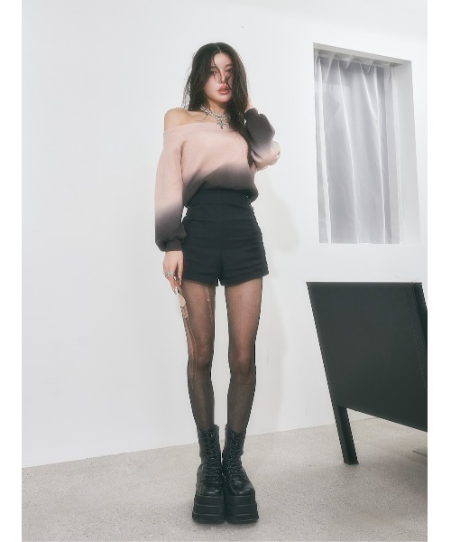 Darich パンツ ハイウエストレースアップショートパンツ