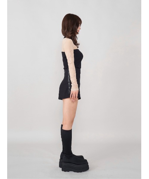 Darich（ダーリッチ） パンツ ハイウエストレースアップショートパンツ