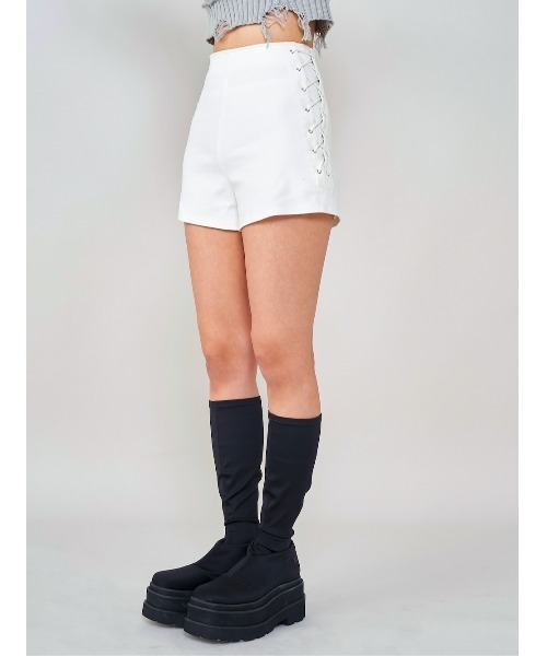 Darich（ダーリッチ） パンツ ハイウエストレースアップショートパンツ
