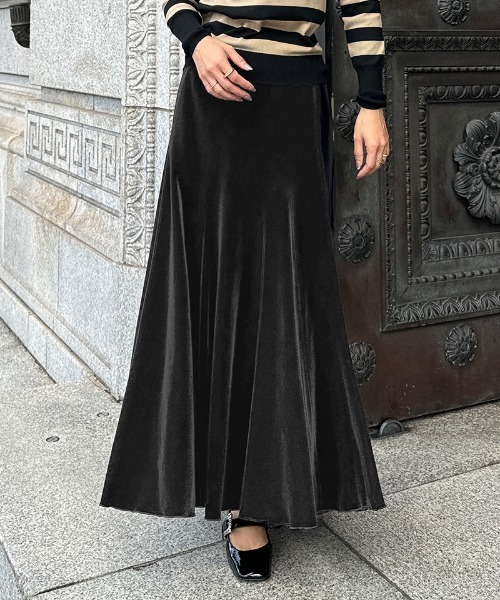 ［美品］foufou ベロアスカート　0size(ウエスト細め) クラッシュベロアスカート LE SOUK HOLIDAY｜クロスプラス公式通販サイト