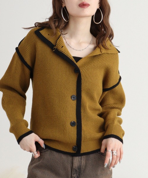 カーディガン A.N.L 配色ニットカーディガン レディース : ZOZOTOWN