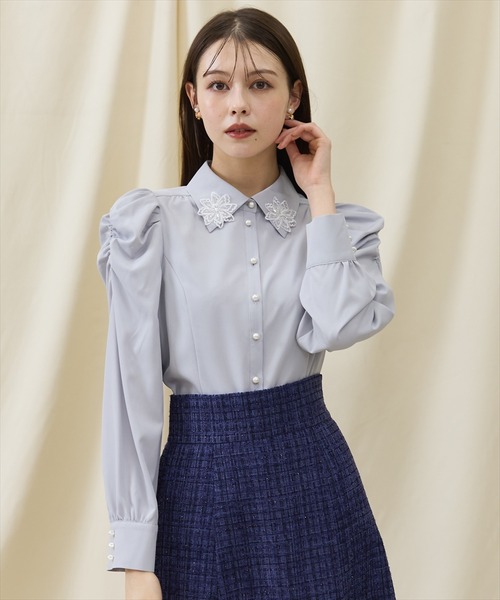 SWINGLE（スウィングル） ブラウス シャツ 3Dフラワーレース衿