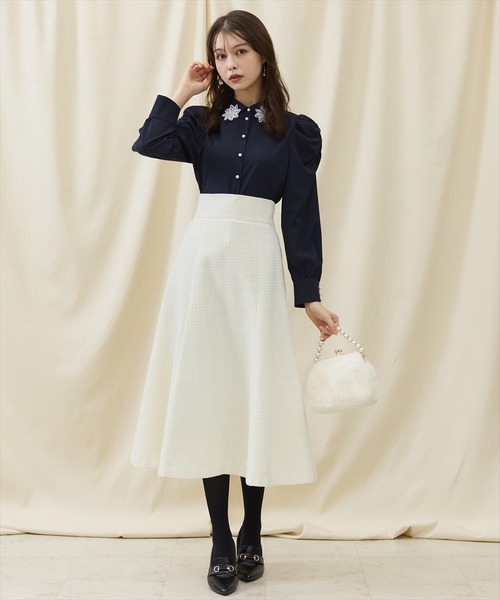 SWINGLE（スウィングル） ブラウス シャツ 3Dフラワーレース衿