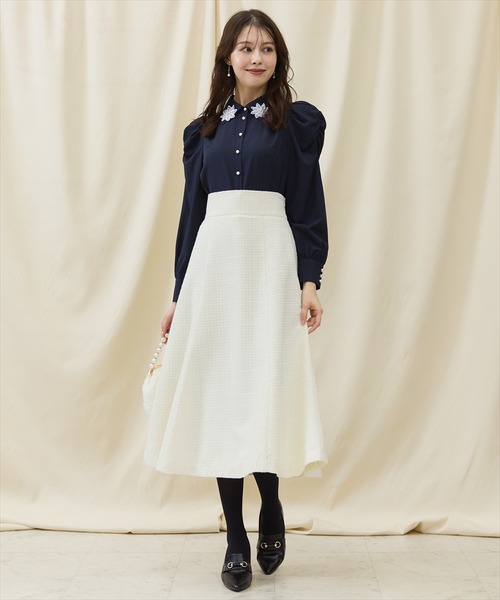 SWINGLE（スウィングル） ブラウス シャツ 3Dフラワーレース衿