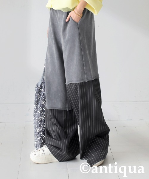 antiqua（アンティカ） パンツ ヴィンテージ風ストライプパンツ