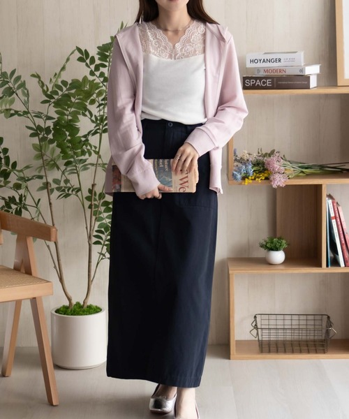NAVY タンクトップ ノースリーブ レース 切替 タンクトップ レディース