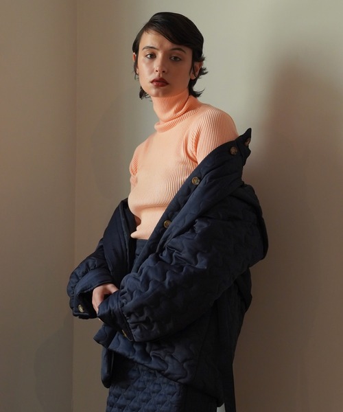 「TINA：JOJUN」 タートルネックニット M ホワイト×パープル レディース_画像5