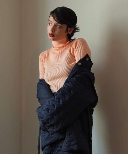 「TINA：JOJUN」 タートルネックニット M ホワイト×パープル レディース_画像7