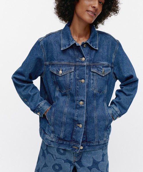 マリメッコ　デニム調ジャケット Marimekko｜Maridenim Murros Unikko Placement デニム