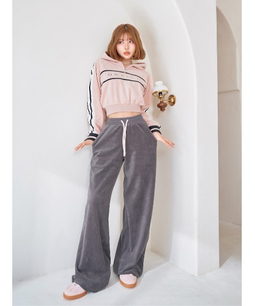 Darich バイカラーコードベロアワイドパンツ【FS】 Darich パンツ バイカラーコードベロアワイドパンツ レディース